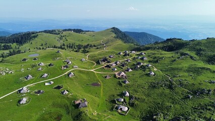 drone photo Velika Planina slovenia europe	