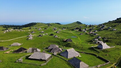 drone photo Velika Planina slovenia europe	