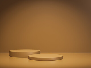 Minimal abstract geometric podium brown background for product presentation.