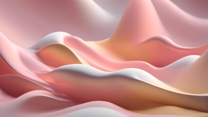 Satin Pink Wallpaper Liquid Velvet Waves in Abstract 3D Render - Mesmerizing Graceful Dynamic Composition