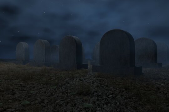 3d render, Halloween concept. flash sale. Graveyard and dry grass. Spooky ambiance for halloween party. 