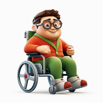 recommend clip art: Cartoon character in wheelchair isolated on white background