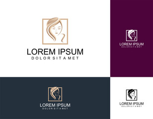 Woman logo with modern line art style for beauty salon and business card design template. Premium Vector, part 2