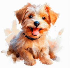watercolor of a cute little dog. AI technology