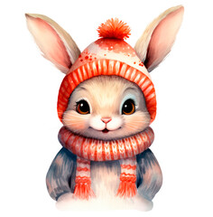 Cute baby rabbit watercolor painting. Ai generated