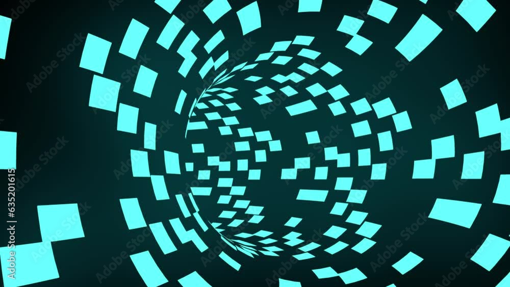 Poster flying in digital tunnel. abstract motion background. cyberpunk concept. sci-fi seamless looping ani