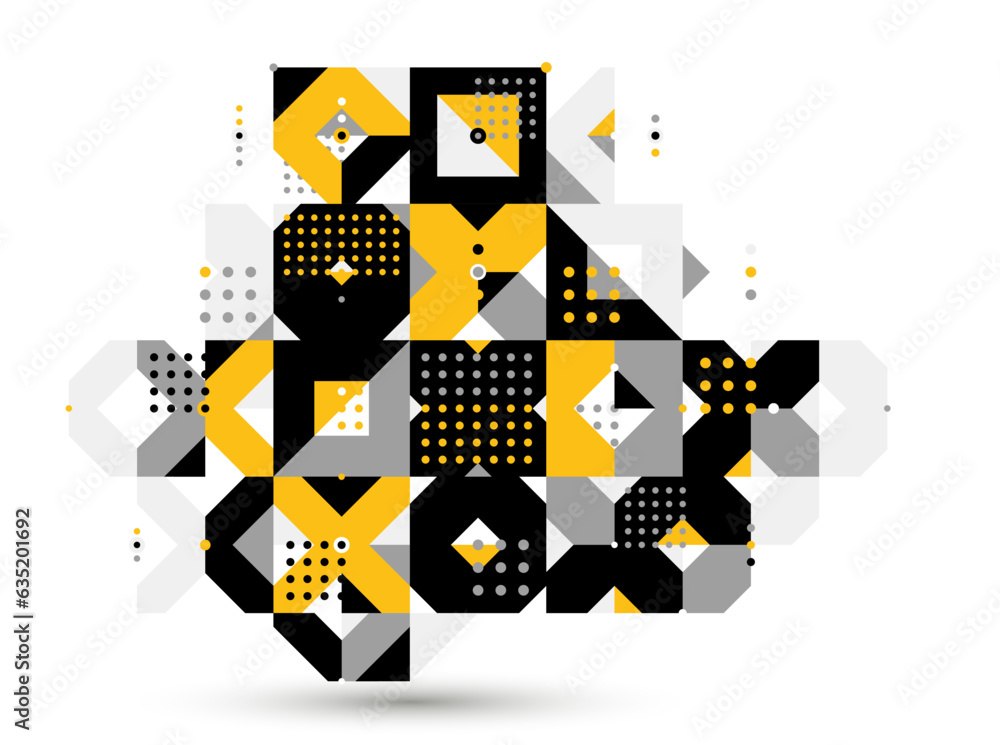 Poster bauhaus trendy abstract geometric vector background, tiling mosaic pattern memphis style abstraction