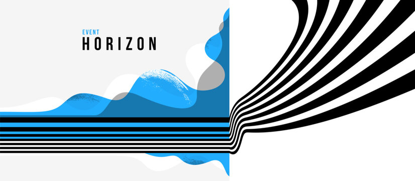 3D black and blue lines in perspective abstract vector background, linear perspective illustration op art.
