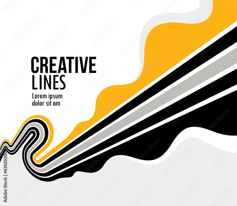 Poster 3d lines in motion vector abstract background, creative and dimensional curved stripes dynamic compo