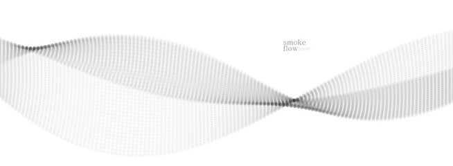 Vector abstract background with wave of flowing particles, smoke flowing light grey design, smooth and soft relaxing image.