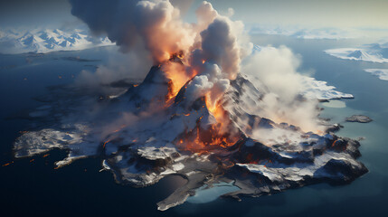 Volcanic Island Eruption - Generative Ai