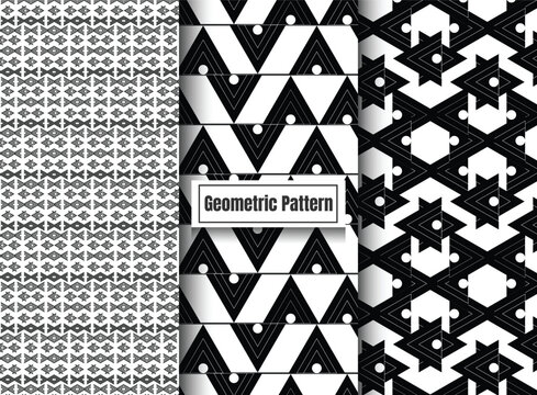 Black and white seamless pattern, Trendy funky decorative design, Vector geometric patterns design bundle, Abstract modern line ornament textures...