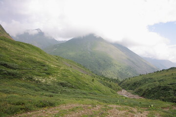 Landscape view from Shumak pass. Sayans