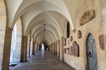 Fototapeta na wymiar The Minoritenkirche or Minoriten church corridor in Vienna's old town.