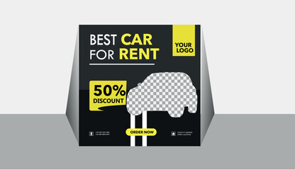 Car social media post template, rent a car social media banner design, editable social media marketing square flyer poster