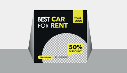 Car social media post template, rent a car social media banner design, editable social media marketing square flyer poster