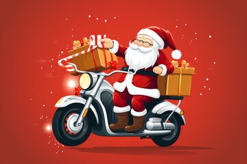 Christmas funny funky santa claus on bike