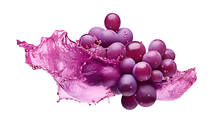 Fresh grape juice splash on transparent background