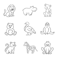 Set of animal cartoon for coloring