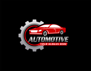 Auto car dealer logo emblem. Sports car silhouette icon. Motor vehicle dealership badge. Automotive showroom garage sign. Vector illustration.