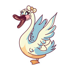 cute character funny goose swan vector drawing