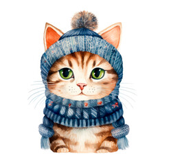 Sweet baby cat in winter. Ai Technology