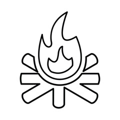 Campfire Icon In Outline Style