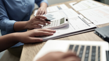 audit accountant calculating invoice and tax, Financial concept. - obrazy, fototapety, plakaty