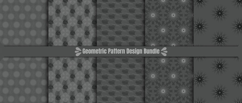Colorful vector seamless patterns collection, Simple pattern design for fabric cloth wallpaper, black and grey geometric oriental backgrounds...