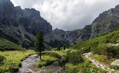 Mountain landscape in the Tatras on a sunny day