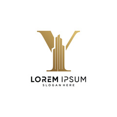 Letter Y and building logo design vector illustration with creative concept