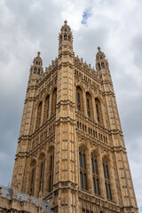 Fototapeta na wymiar View of the landmark Victoria Tower at parliament in London.