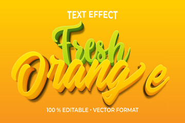 Naklejka premium colorful modern 3d editable fresh orange text effect and typography design