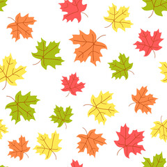 Autumn maple leaves pattern. Vector illustration