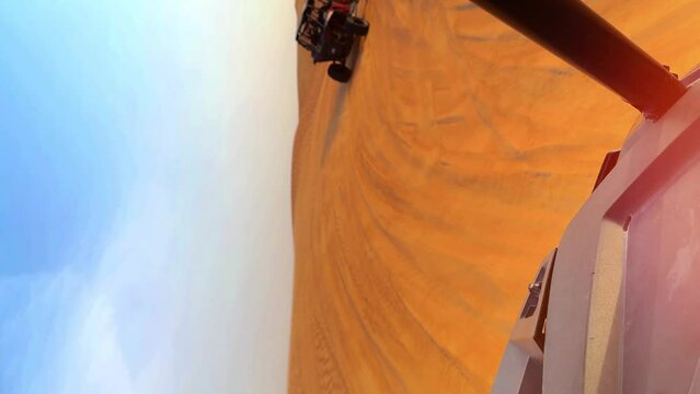 extreme sand riding, buggy ride in the desert, desert sunset. High quality 4k footage