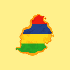 Mauritius - Map colored with the flag