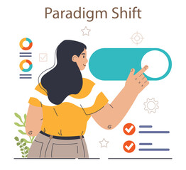 Paradigm shift. Breakthrough idea or innovative solution discovery. Disruptive