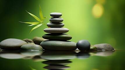Pebbles, Balance, and Bamboo, Zen, AI Generated