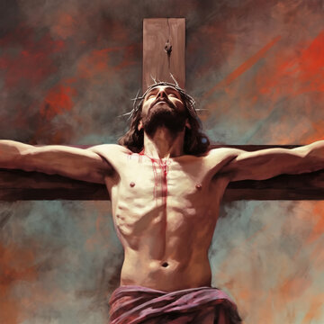 Jesus Christ on the Cross, depicting his sacrifice and salvation for humanity - Christian Illustration