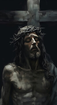 A religious painting depicting Jesus Christ with a crown on his head - Christian Illustration © Unicorn Trainwreck