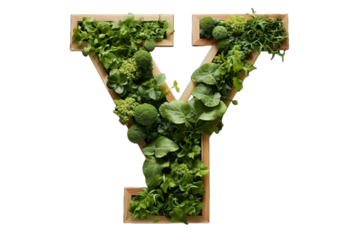 letter y made of leaves