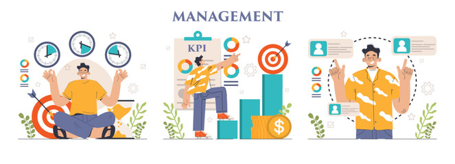 Management set. Successful strategy development and business planning.