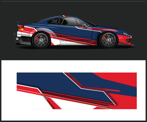 Car wrap racing livery vector. Abstract stripe racing background for wrap race car