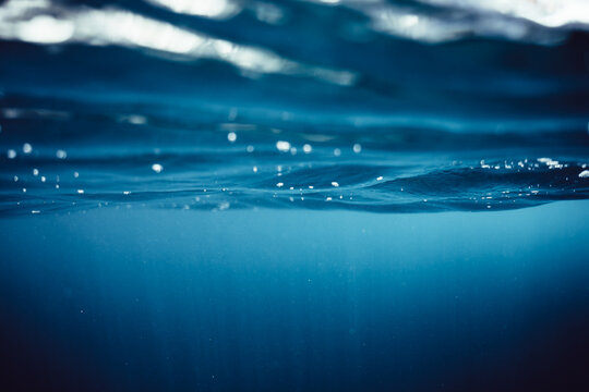 Under blue water in daylight