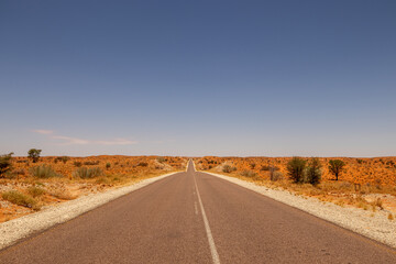 The long, straight, tarred road from Upington to the Kgalagadi Transfrontier Park, South Africa