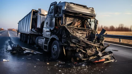  Photo of the damaged truck after an accident on the highway © JKLoma
