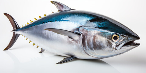 fresh bluefin tuna isolated on white generative ai - obrazy, fototapety, plakaty