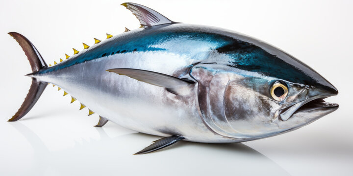 fresh bluefin tuna isolated on white generative ai