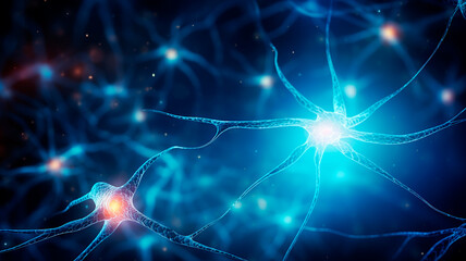 Naklejka na ściany i meble human neuron on black background