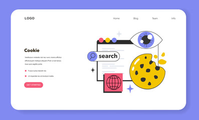 Cookie technology web banner or landing page. Web browser session